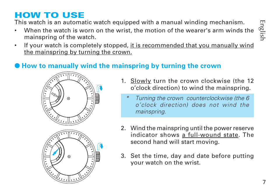 How to use | Seiko CAL. 6R20 User Manual | Page 7 / 23