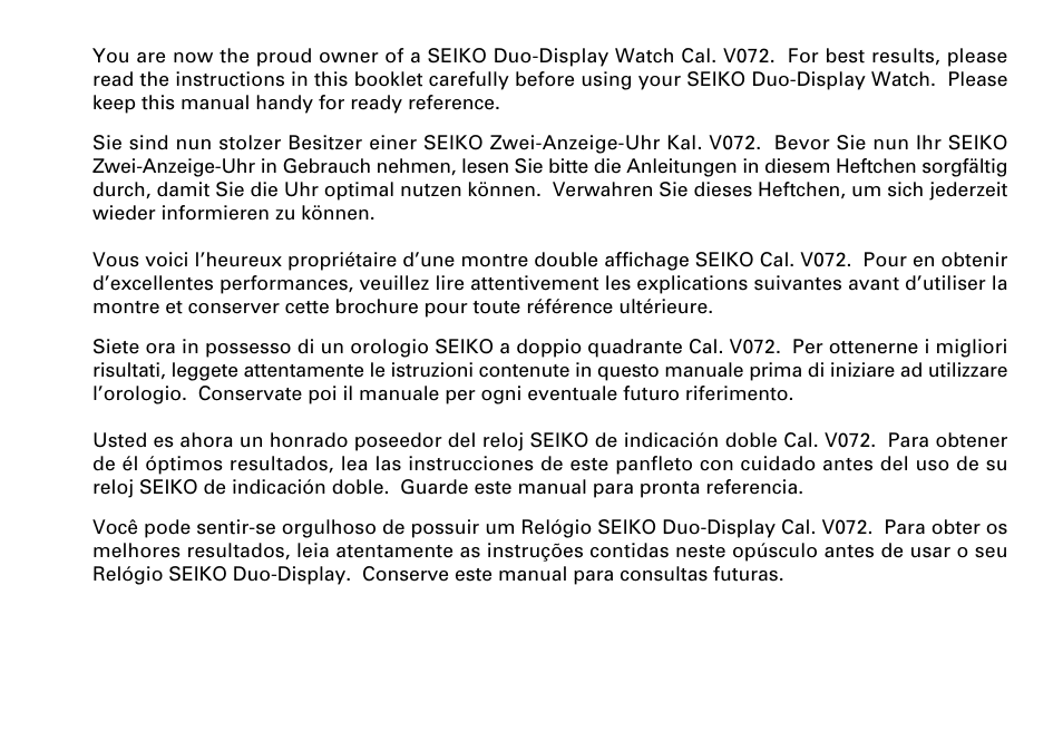 English | Seiko V072 User Manual | Page 2 / 22