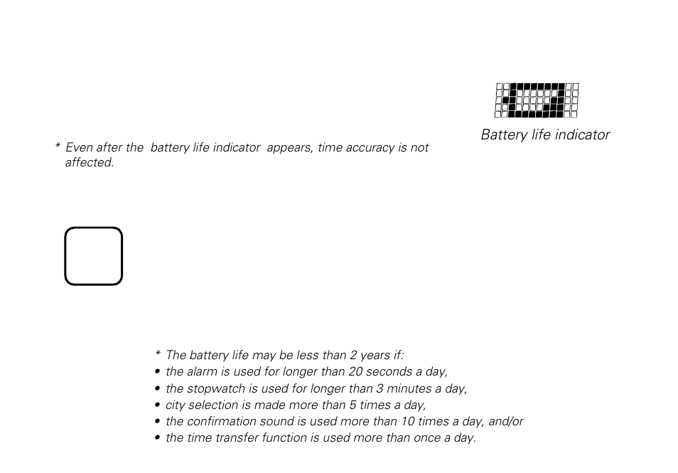 Battery life indicator, Battery change | Seiko H023 User Manual | Page 25 / 34