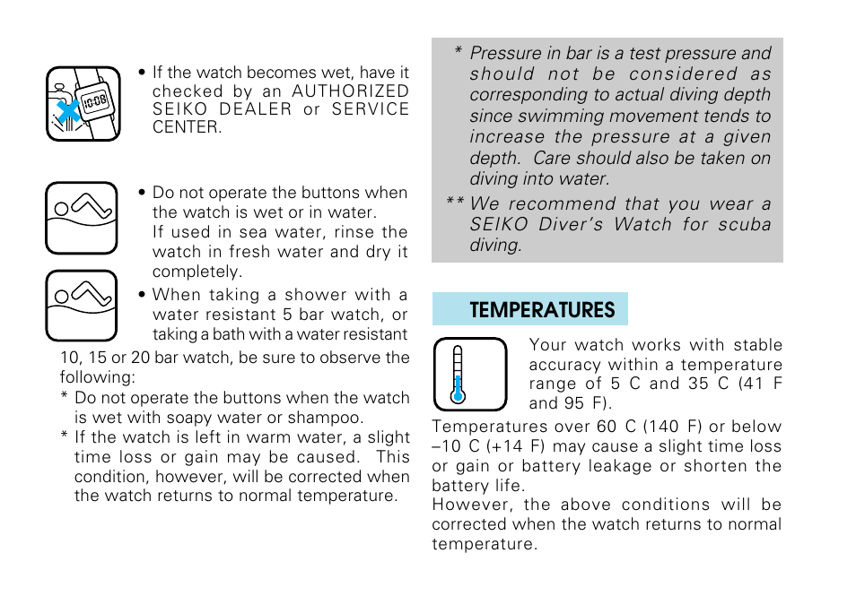 English, Temperatures | Seiko H023 User Manual | Page 29 / 34