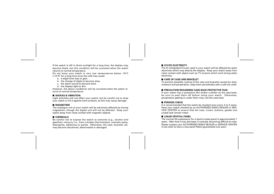 Seiko H801 User Manual | Page 12 / 13