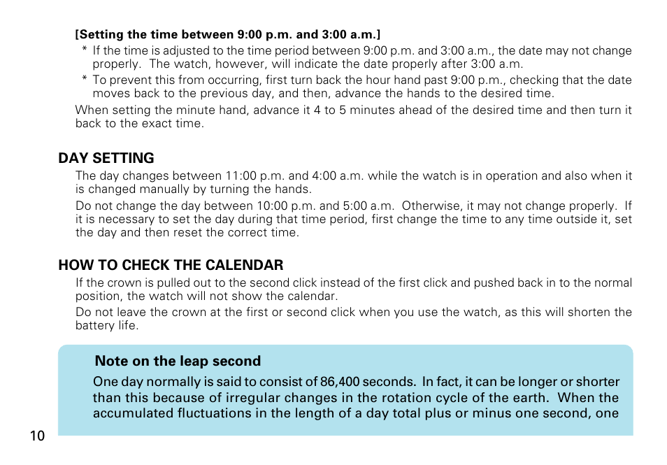 English | Seiko 8F33 User Manual | Page 10 / 13