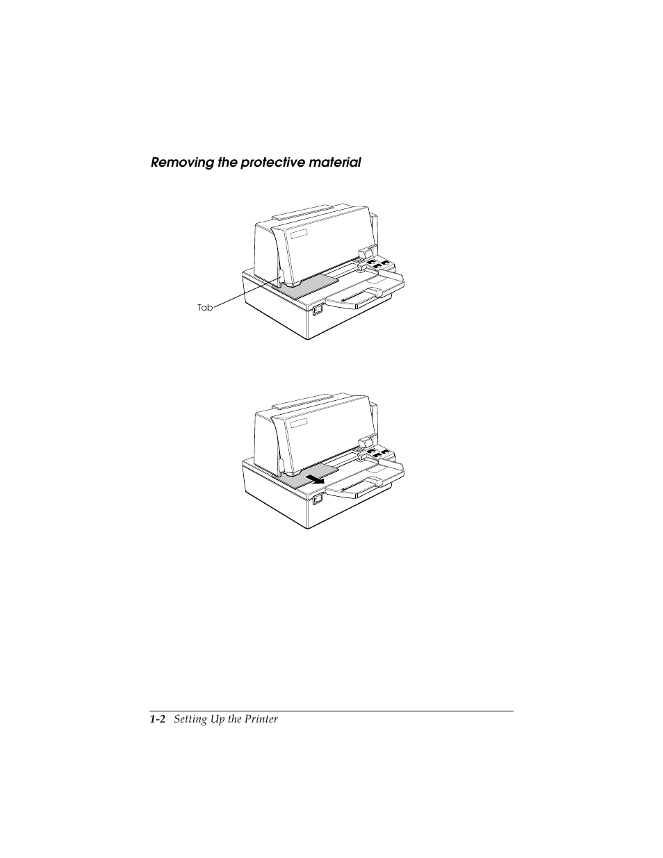 Removing the protective material, Removing the protective material -2 | Seiko TM-U590/U590P User Manual | Page 14 / 54