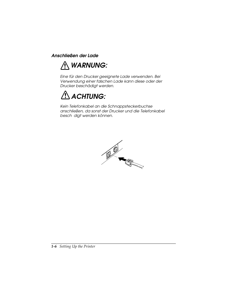 Warnung, Achtung | Seiko TM-U590/U590P User Manual | Page 18 / 54