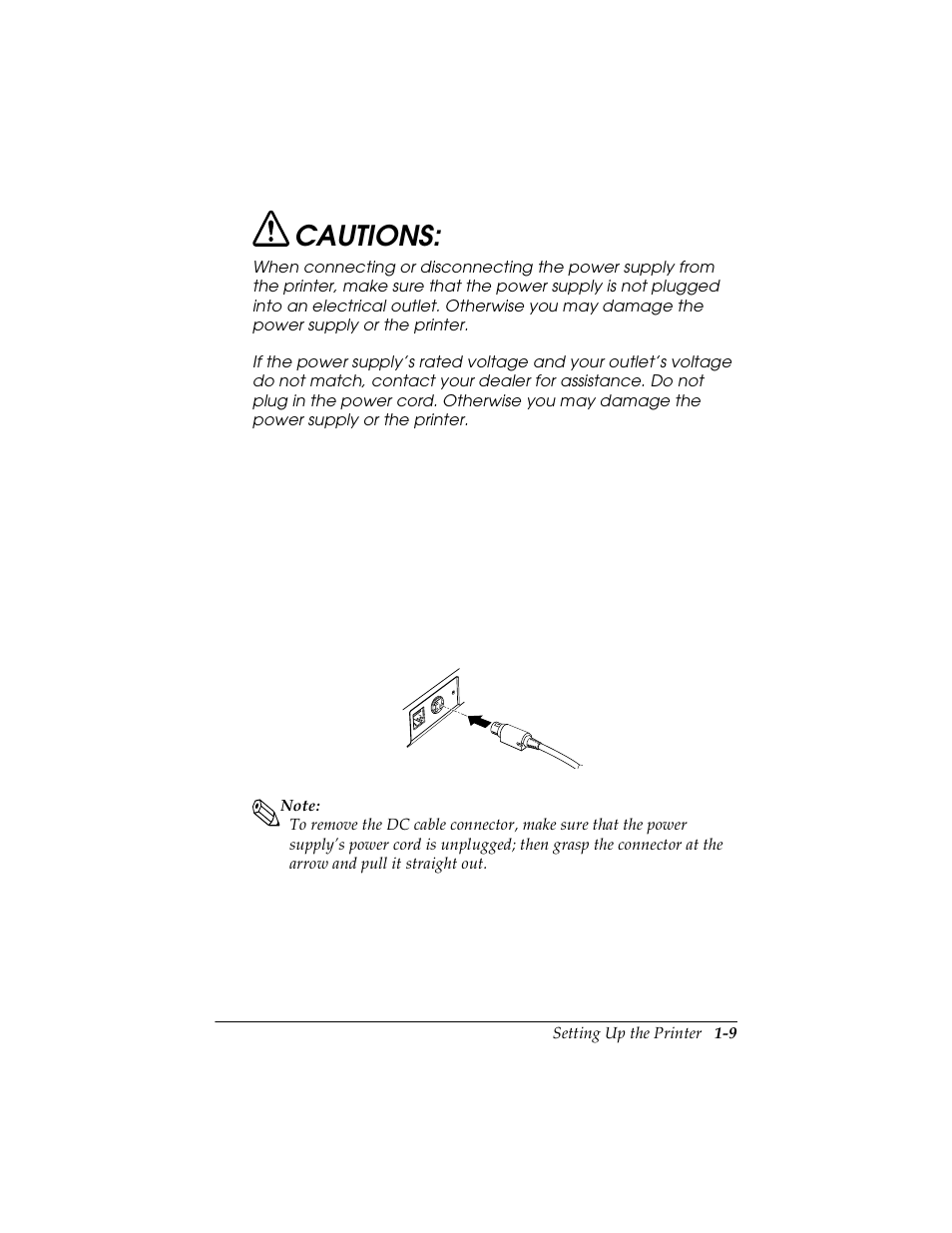 Cautions | Seiko TM-U590/U590P User Manual | Page 21 / 54
