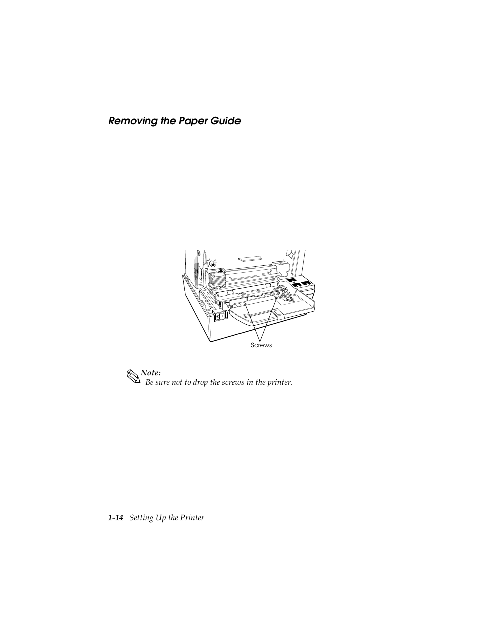 Removing the paper guide, Removing the paper guide -14 | Seiko TM-U590/U590P User Manual | Page 26 / 54