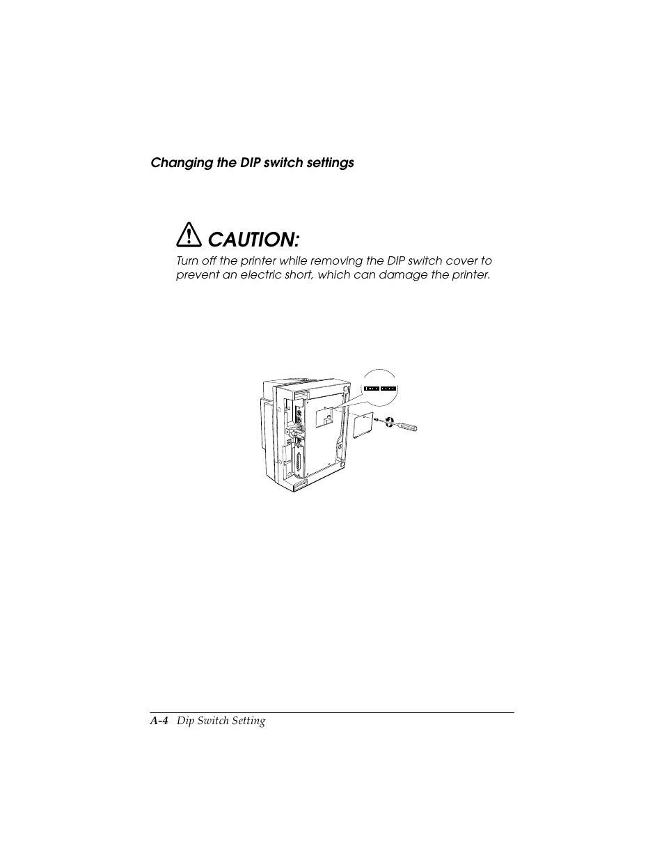 Changing the dip switch settings, Caution | Seiko TM-U590/U590P User Manual | Page 52 / 54