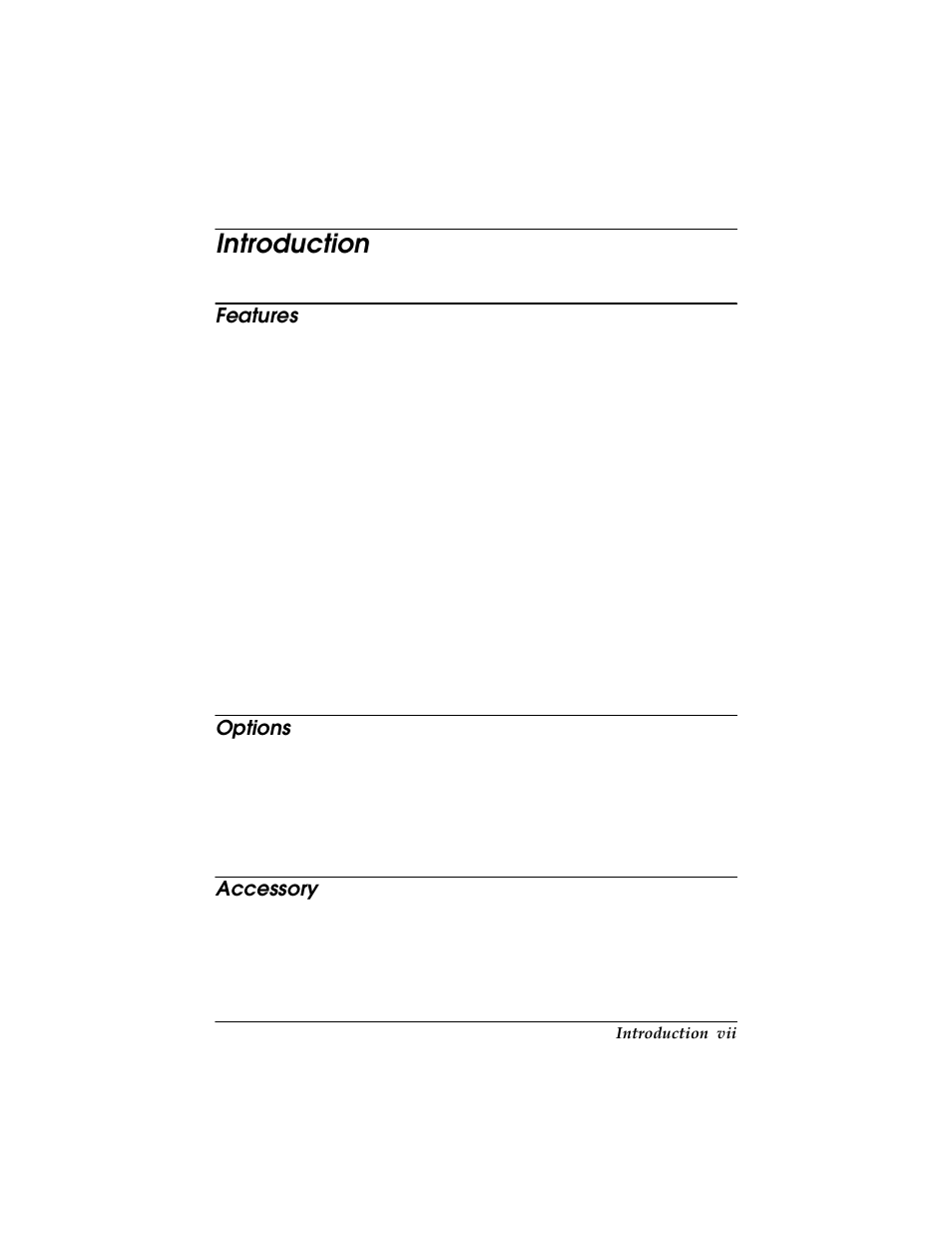 Introduction, Features, Options | Accessory | Seiko TM-U590/U590P User Manual | Page 9 / 54