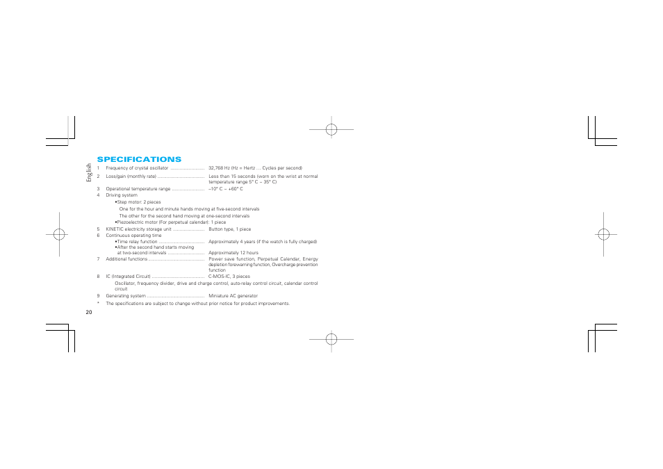 Specifications | Seiko Watch Cal. 7D48 User Manual | Page 11 / 11