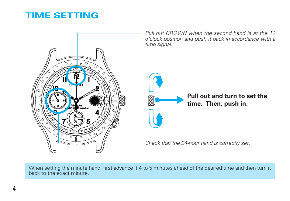 Time setting | Seiko 8V36 User Manual | Page 4 / 9