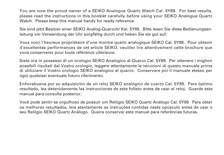 English | Seiko 5Y89 User Manual | Page 2 / 8