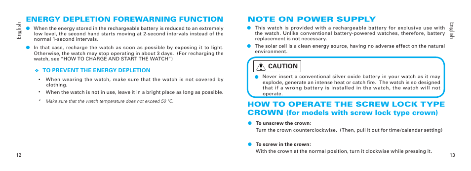 Energy depletion forewarning function | Seiko V181 User Manual | Page 5 / 6