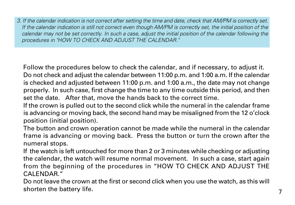 How to check and adjust the calendar | Seiko CAL. 6A32 User Manual | Page 7 / 15