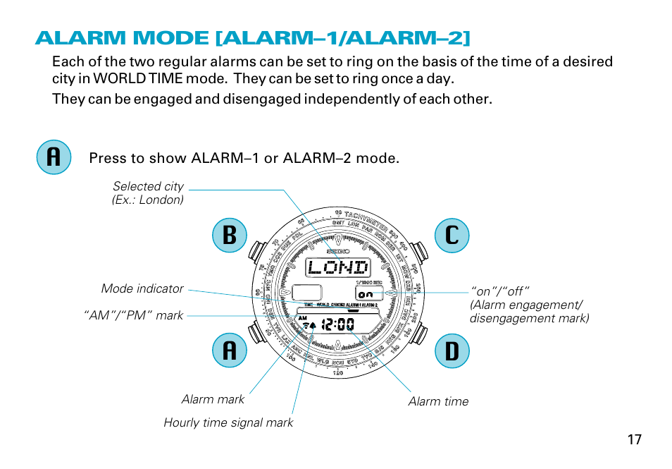 Ba c d | Seiko H022 User Manual | Page 17 / 34