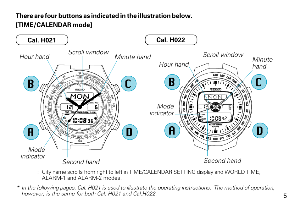 English | Seiko H022 User Manual | Page 5 / 34