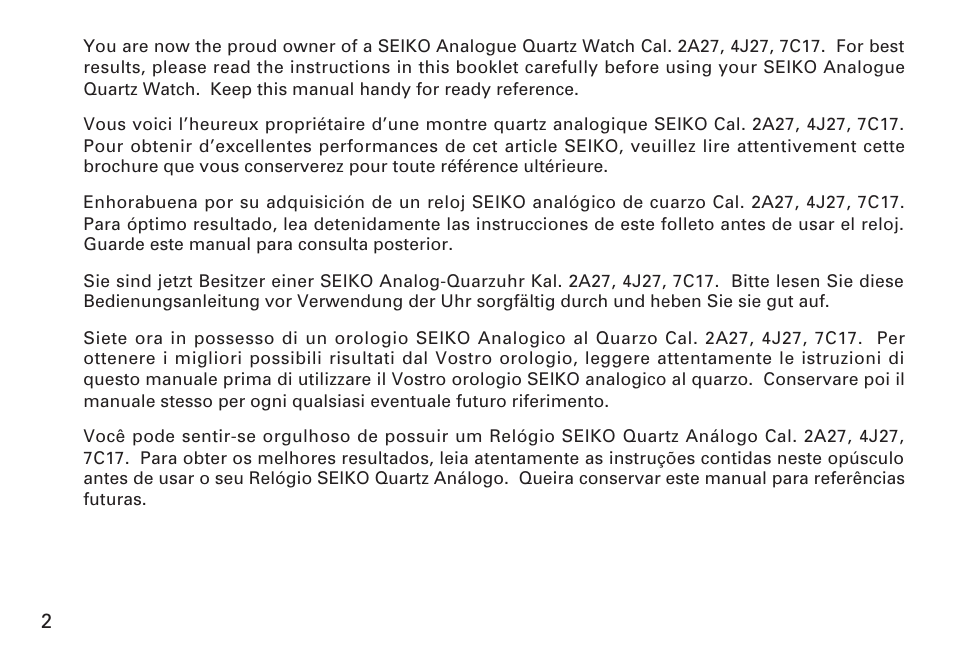 English | Seiko 4J27 User Manual | Page 2 / 10
