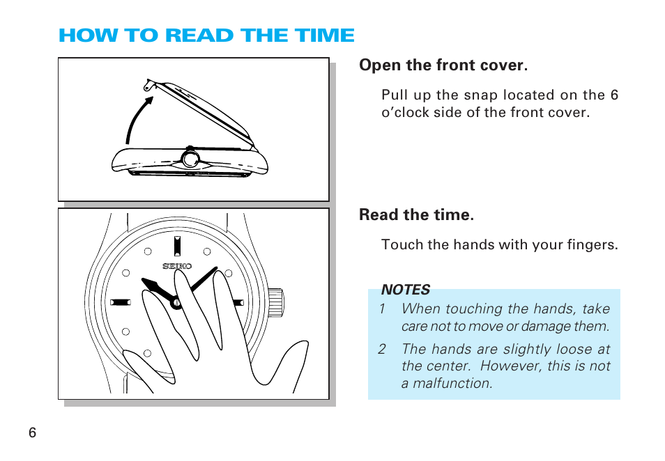 How to read the time | Seiko 4J27 User Manual | Page 6 / 10