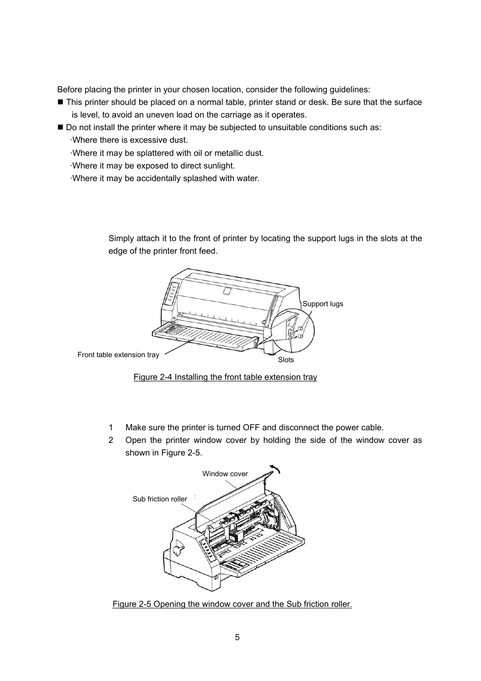 Lnstallation, Lnstalling the front tabie extension tray, Lnstalling and replecing the ribbon cassette | Installation, Installing the front table extension tray, Installing and replacing the ribbon cassette | Seiko FB 390 User Manual | Page 10 / 50