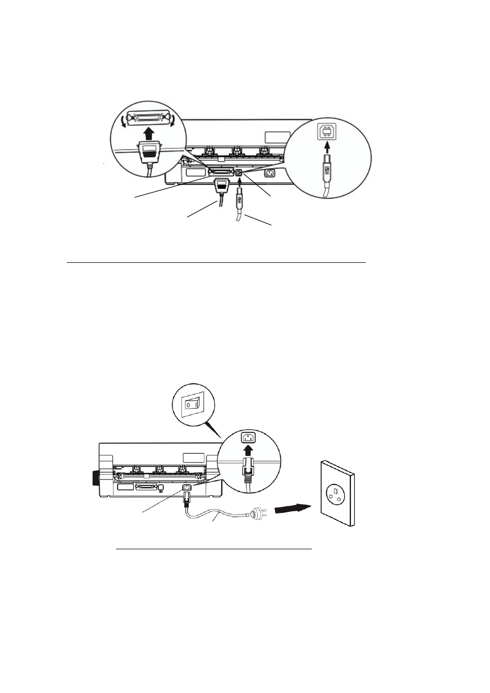 Using the parallel lnterface and the usb lnterface, Connecting to the power source, Connecting the power cord | Tuming the power on and off, Using the parallel interface and the usb interface, Turning the power on and off | Seiko FB 390 User Manual | Page 12 / 50