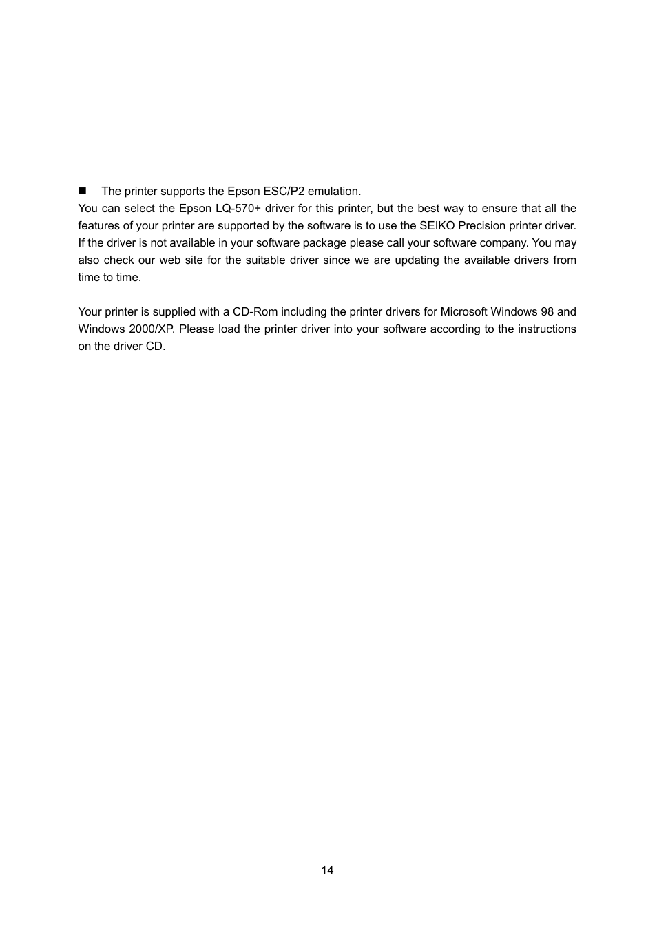Chapter 4 printing from your software, Setting up your printer to work with software | Seiko FB 390 User Manual | Page 19 / 50