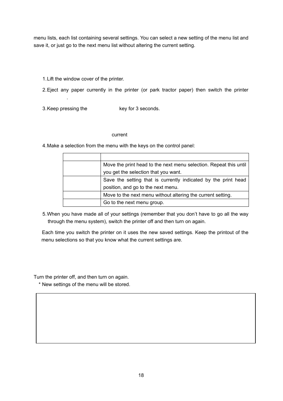 To exit the setup menu system | Seiko FB 390 User Manual | Page 23 / 50