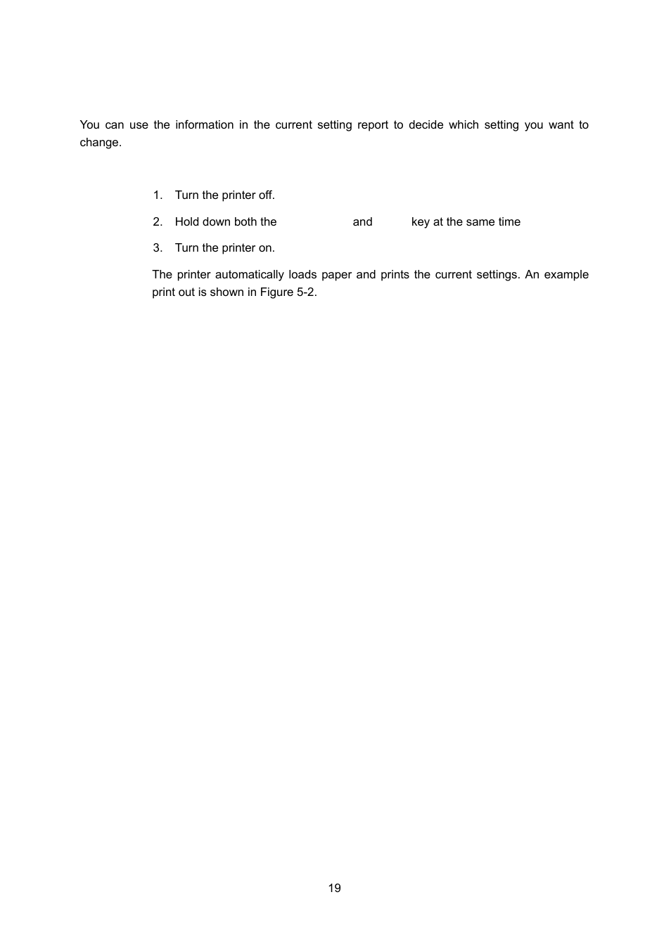 Printing the current setting repor, Printing the current setting report | Seiko FB 390 User Manual | Page 24 / 50