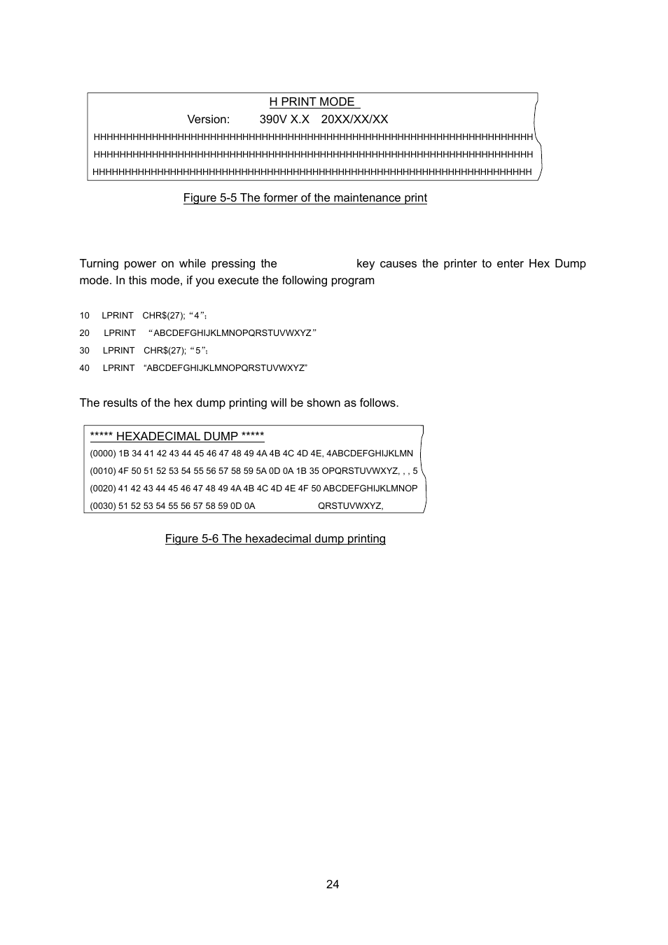 Hex dump mode | Seiko FB 390 User Manual | Page 29 / 50