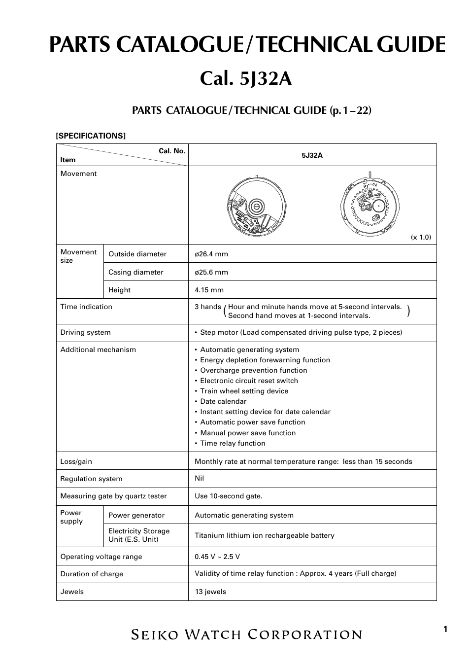 Seiko 5J32A User Manual | 24 pages