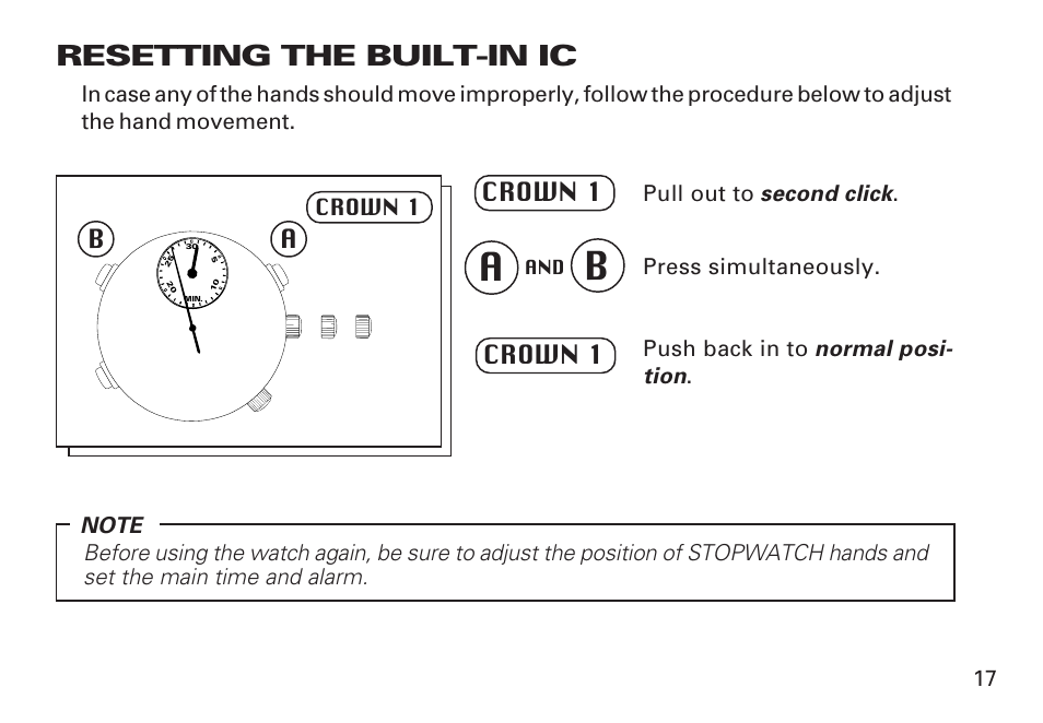 Resetting the built-in ic | Seiko 7T32 User Manual | Page 17 / 23