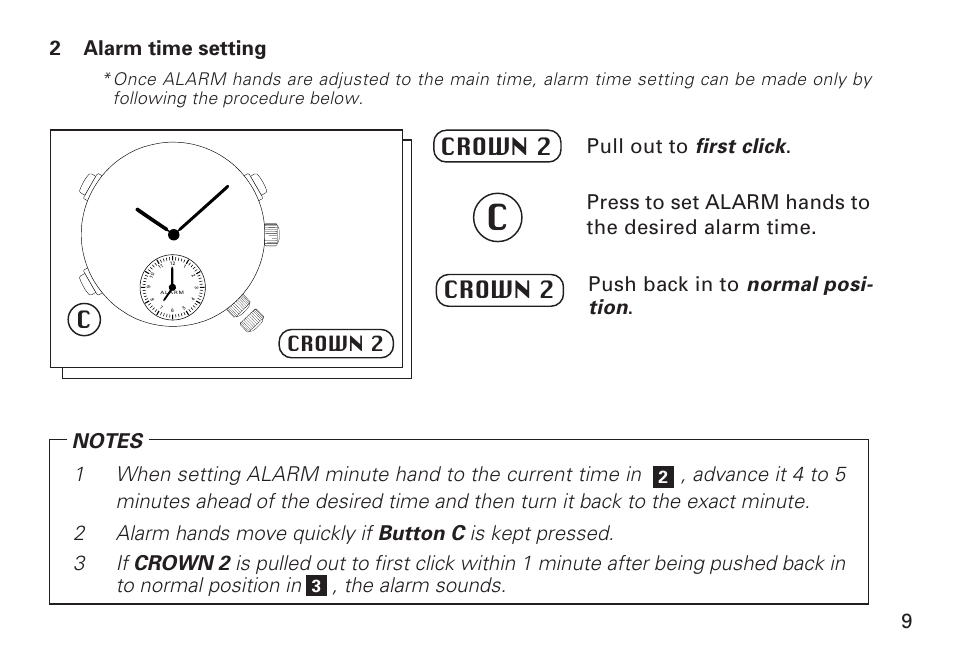 English, Crown 2, Crown 2 c | Seiko 7T32 User Manual | Page 9 / 23