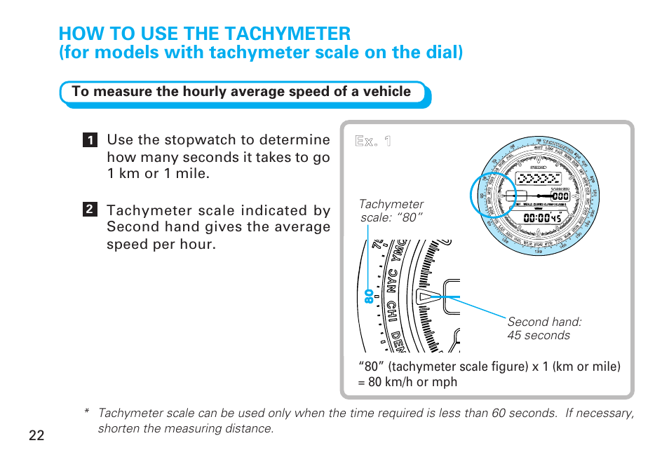 How to use the tachymeter | Seiko CAL. H021 User Manual | Page 22 / 35
