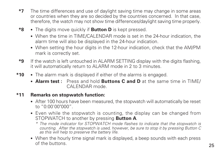 English | Seiko CAL. H021 User Manual | Page 25 / 35