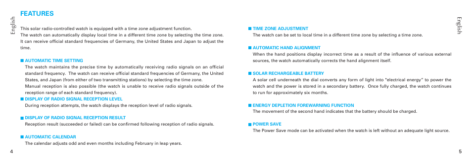 Features | Seiko 7B26 User Manual | Page 3 / 35