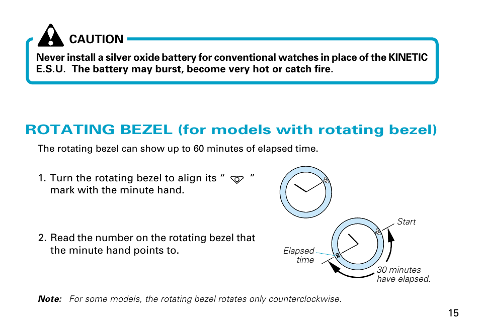 Rotating bezel (for models with rotating bezel) | Seiko Cal. 5J22 User Manual | Page 15 / 16