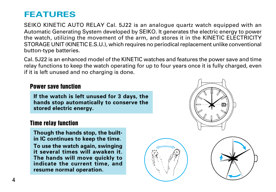 Seiko Cal. 5J22 User Manual | Page 4 / 16