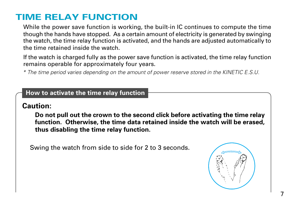 Time relay function | Seiko Cal. 5J22 User Manual | Page 7 / 16