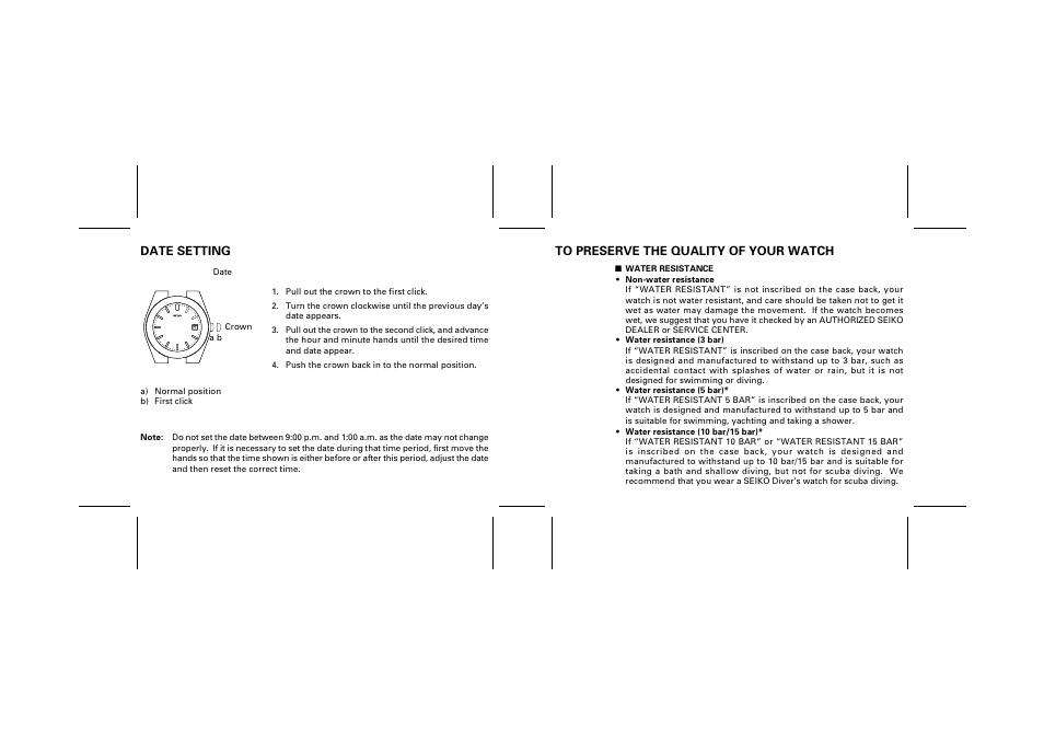 Date setting | Seiko CAL. 5Y75 User Manual | Page 9 / 11