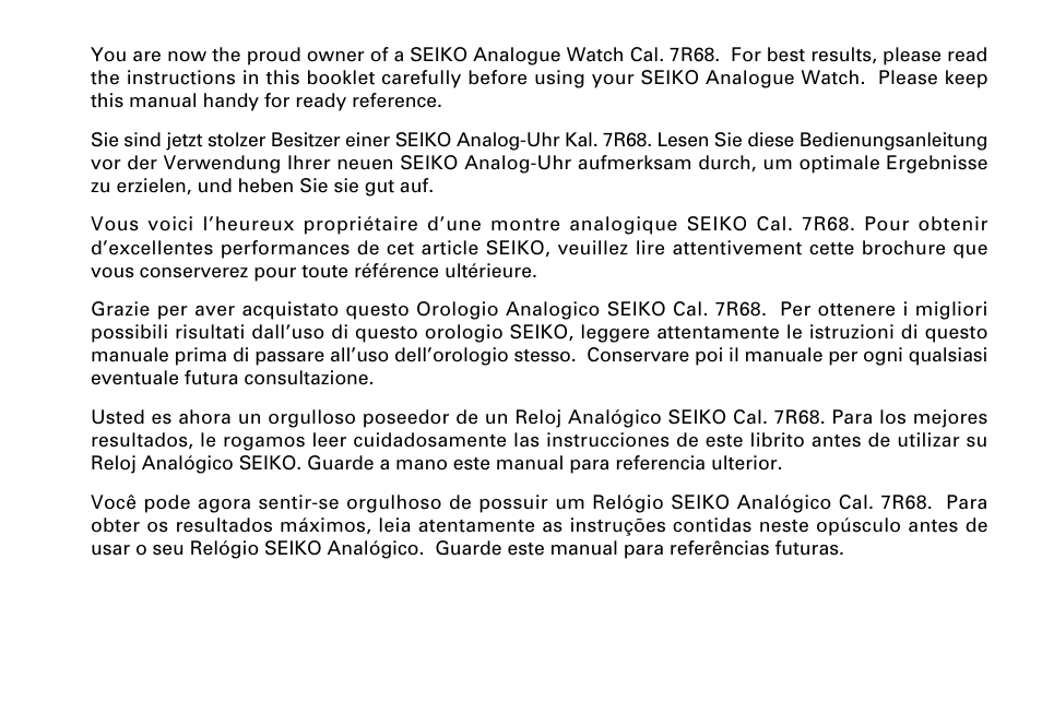 English | Seiko 7R68 User Manual | Page 2 / 11