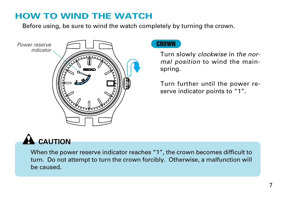 How to wind the watch | Seiko 7R68 User Manual | Page 7 / 11