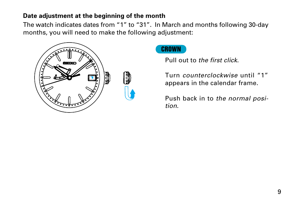 Seiko 7R68 User Manual | Page 9 / 11
