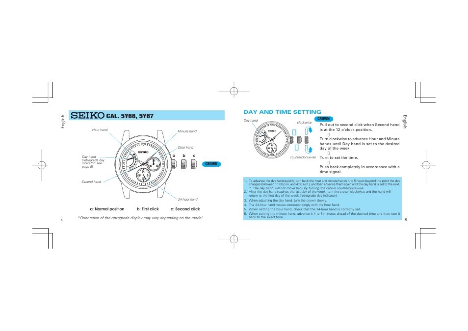 Seiko 5Y67 User Manual | Page 3 / 5