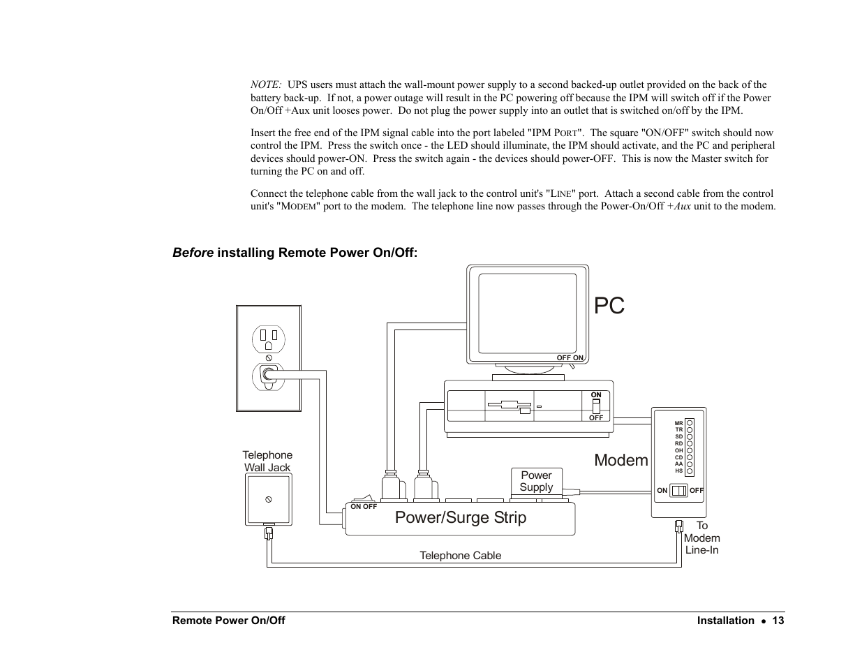 Power/surge strip, Modem | Server Technology PP02 User Manual | Page 13 / 67