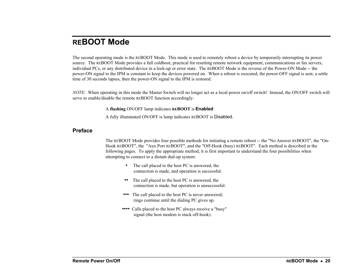 Reboot mode, Boot mode | Server Technology PP02 User Manual | Page 20 / 67