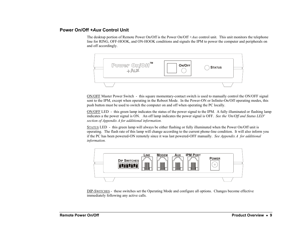 Power on/off +aux control unit | Server Technology PP02 User Manual | Page 9 / 67