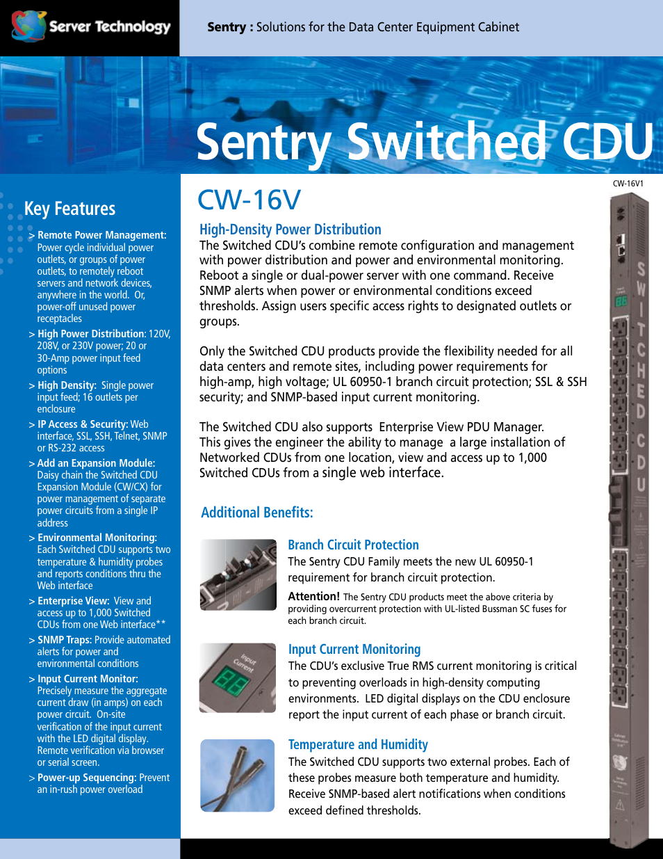 Server Technology CW-16V User Manual | 2 pages