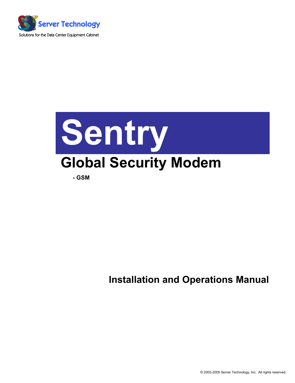 Server Technology Sentry Global Security Modem User Manual | 22 pages