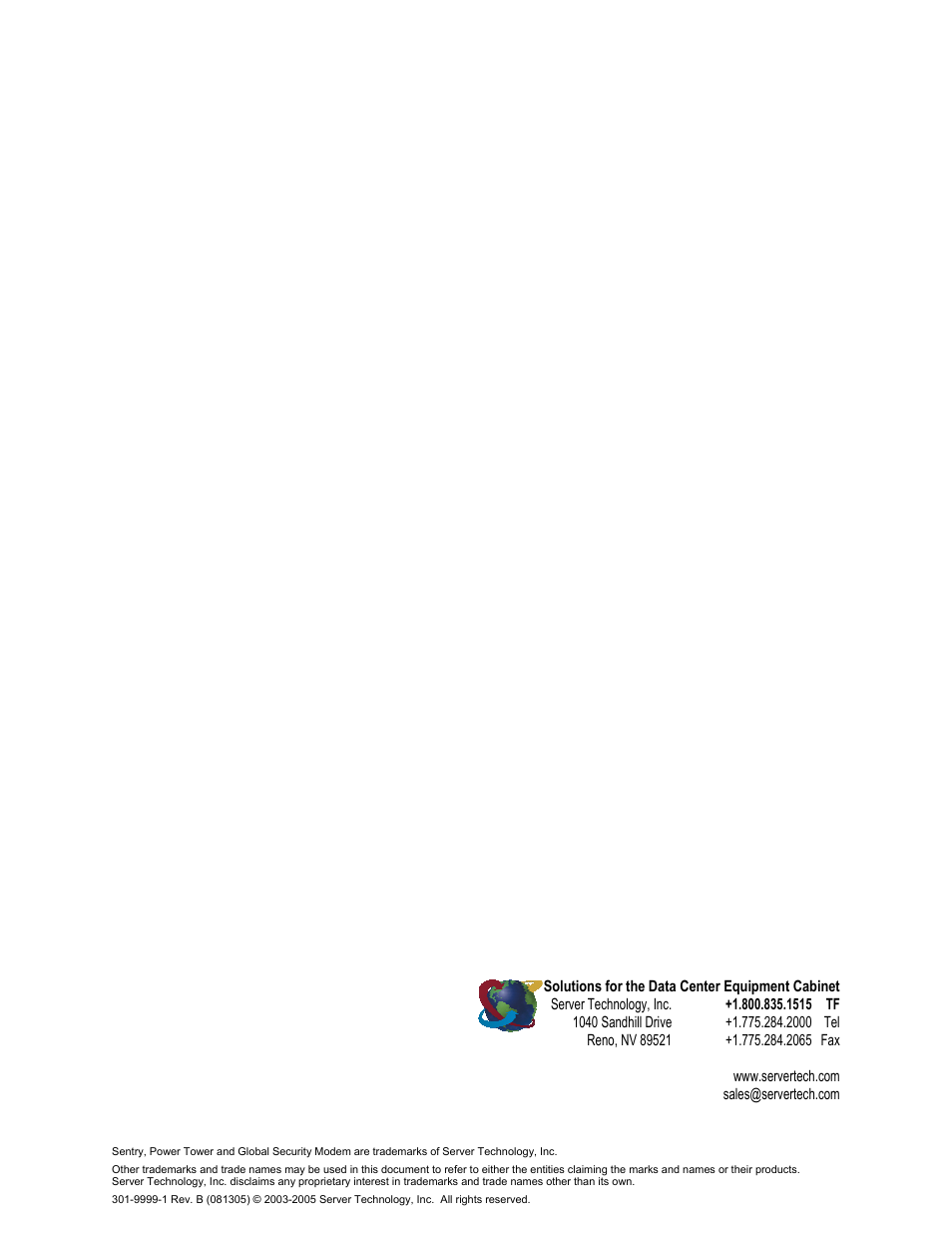 Server Technology Sentry Global Security Modem User Manual | Page 22 / 22