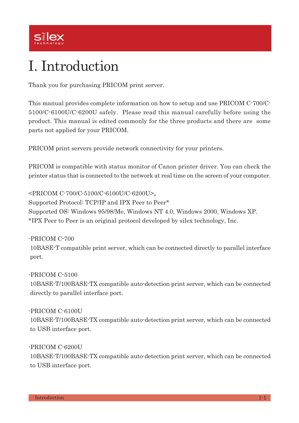 Silex technology PRICOM C- 5100 User Manual | 7 pages