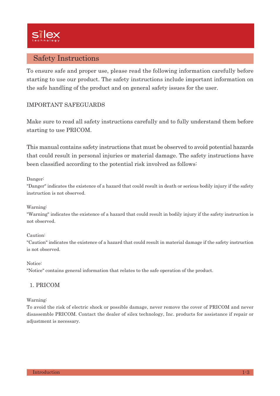 Safety instructions, Users manual cx | Silex technology PRICOM C- 5100 User Manual | Page 3 / 7