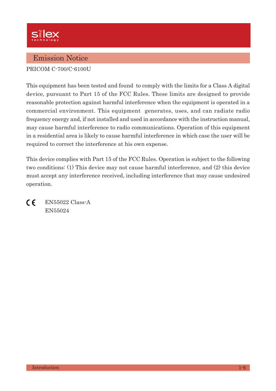 Emission notice, Users manual cx | Silex technology PRICOM C- 5100 User Manual | Page 6 / 7